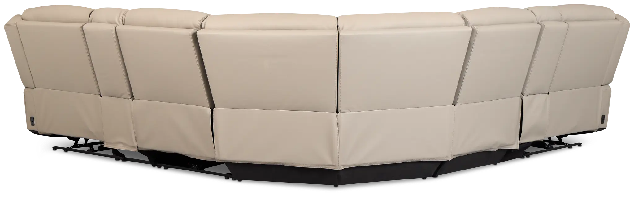 Wilder Taupe Leather Large Tri Power Sectional W/refrigerated Console Wilder Taupe Leather Large Tri Power Sectional W/refrigerated Console