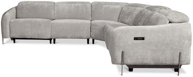 Zuri Gray Velvet Small Triple Power Reclining Two-arm Sectional