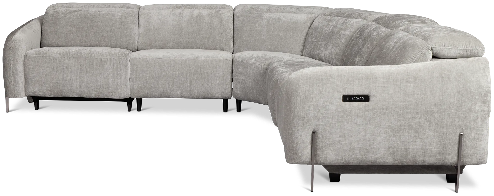 Zuri Gray Velvet Small Triple Power Reclining Two-arm Sectional