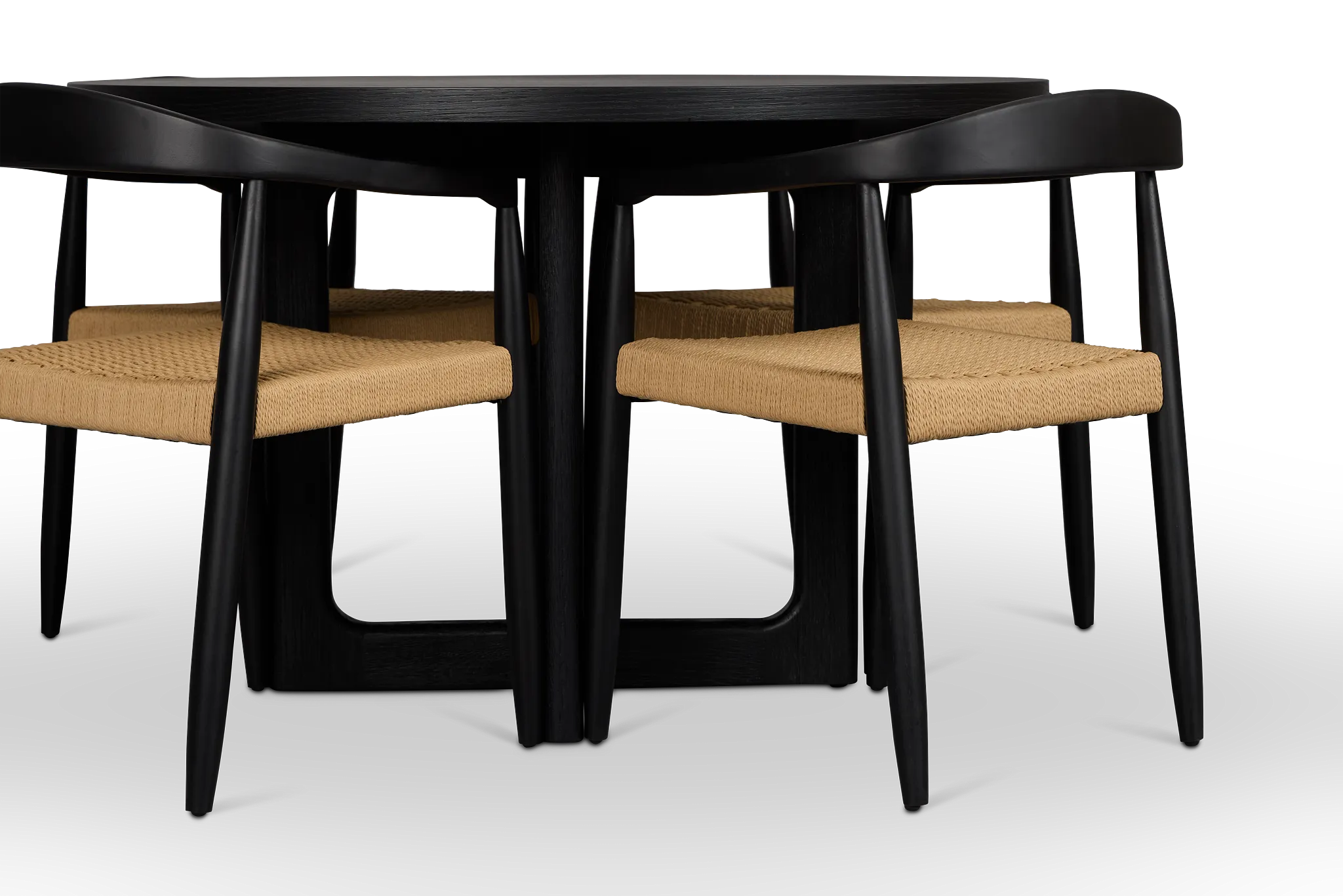 Santorini Black Round Table & 4 Curved Chairs