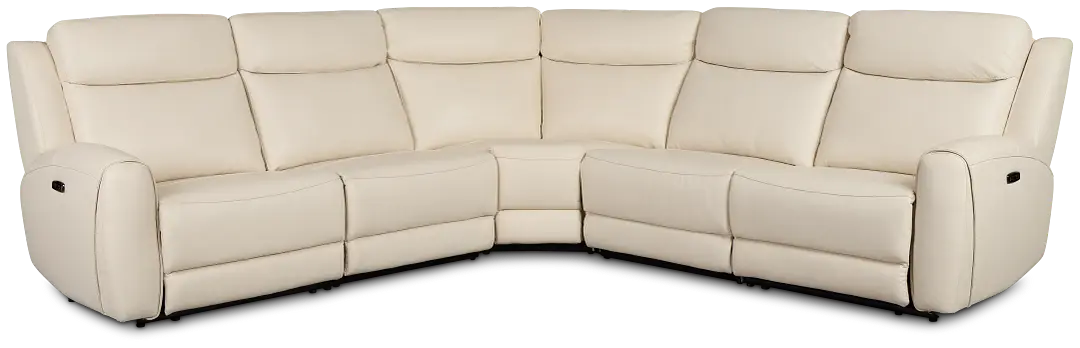 Walker Ivory Lthr/vinyl Small Two-arm Power Reclining Sectional Walker Ivory Lthr/vinyl Small Two-arm Power Reclining Sectional