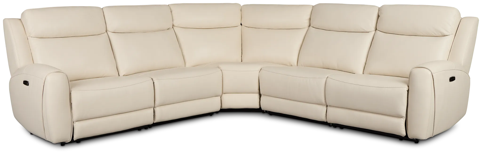 Walker Ivory Lthr/vinyl Small Two-arm Power Reclining Sectional