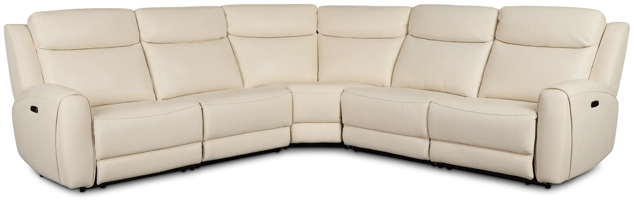 Walker Ivory Lthr/vinyl Small Two-arm Power Reclining Sectional Walker Ivory Lthr/vinyl Small Two-arm Power Reclining Sectional
