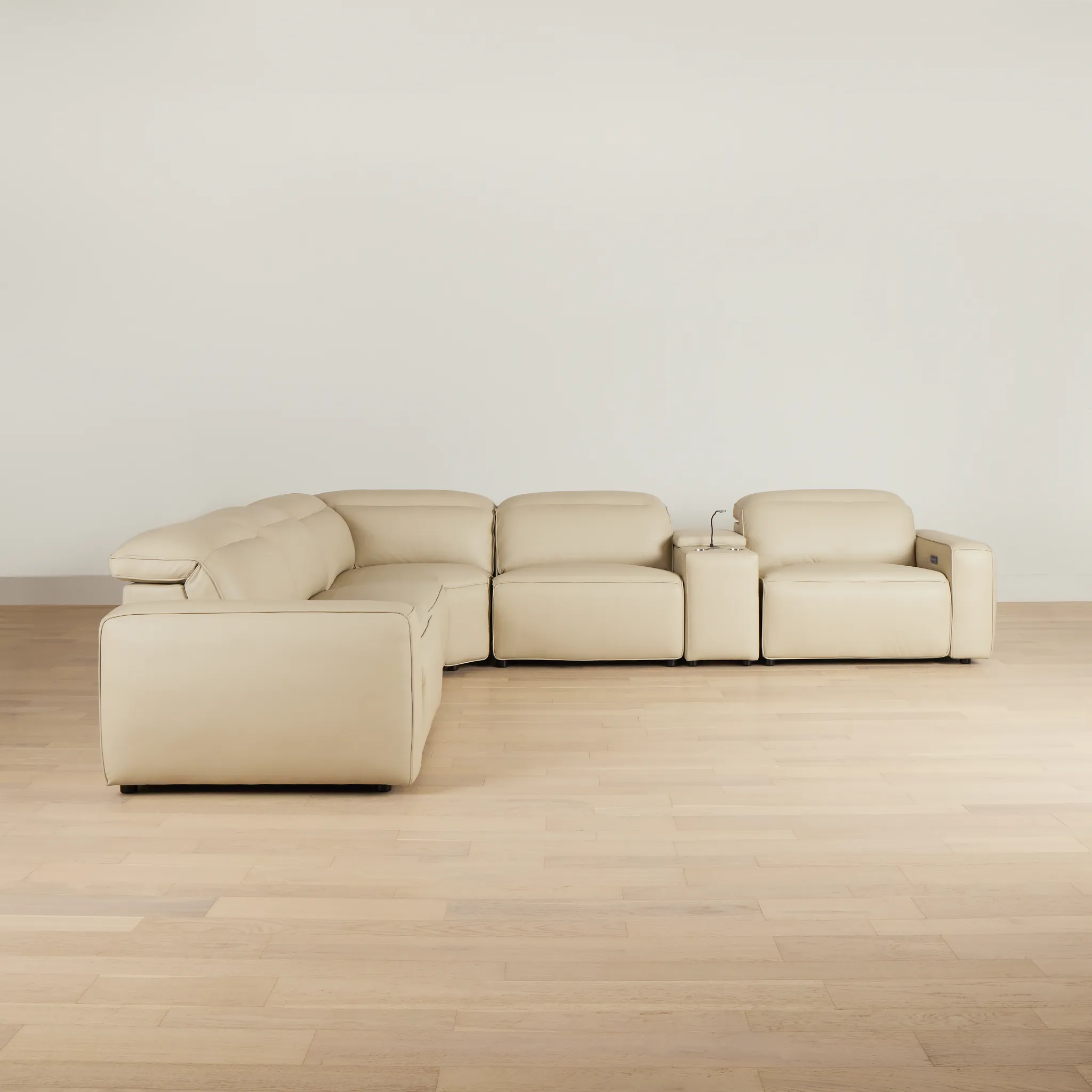 Tidal Beige Lthr/vinyl Medium Dual Power 2-arm Reclining Sectional