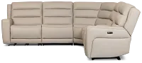 Wilder Taupe Leather Medium Triple Power 2-arm Sectional