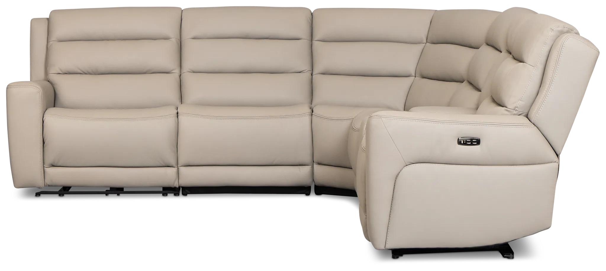 Wilder Taupe Leather Medium Triple Power 2-arm Sectional