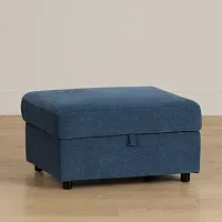 Addie Blue Fabric Storage Ottoman