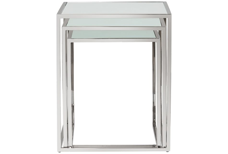 Eve White Glass Nesting End Table