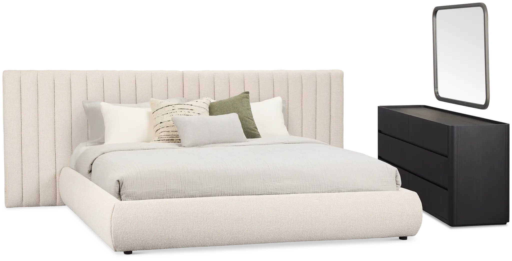 Nomad Light Beige Uph Spread Bedroom With Black Cases Nomad Light Beige Uph Spread Bedroom With Black Cases