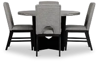 Oxford Two-tone Round Table & 4 Upholstered Chairs