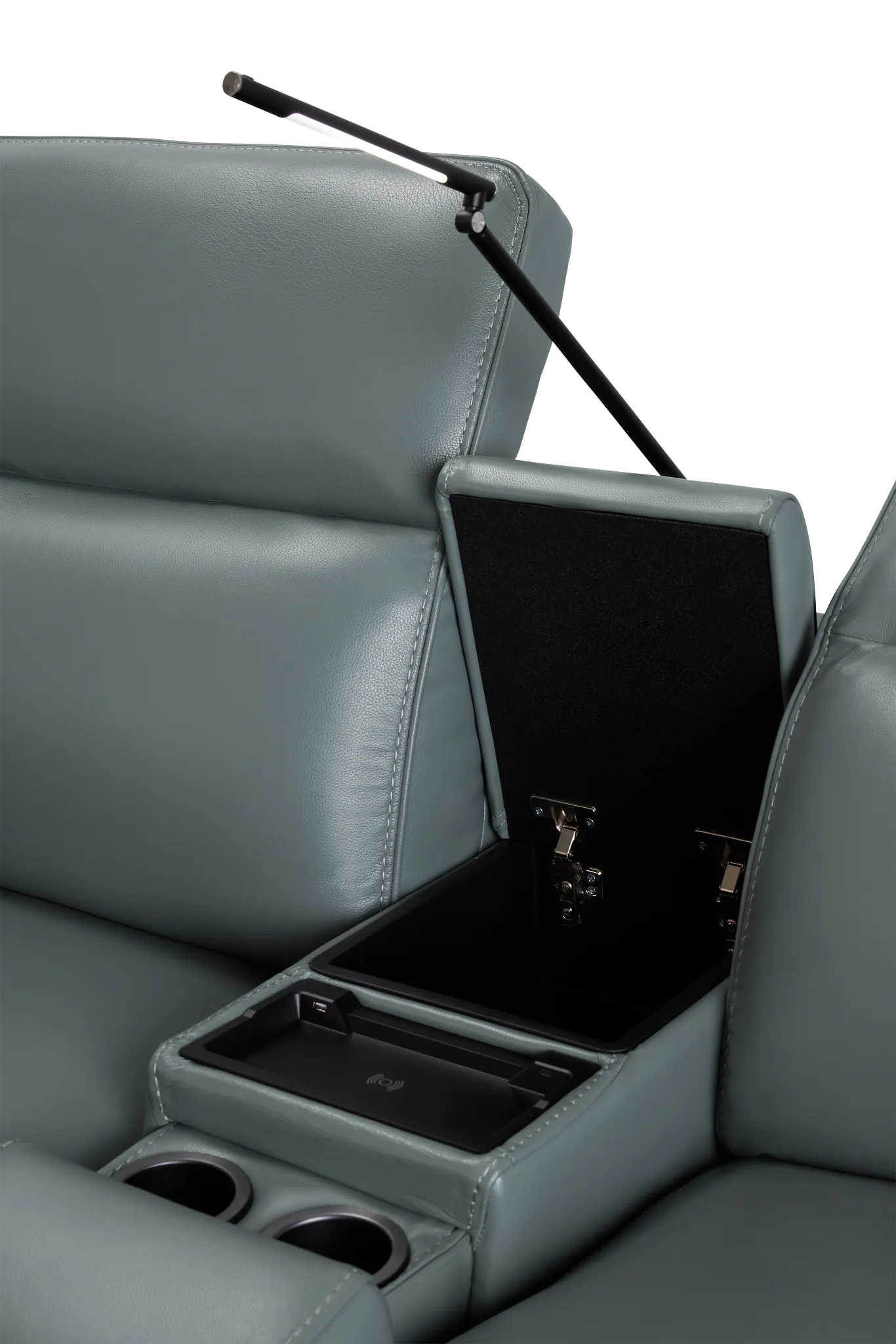 Reign Green Lthr/vinyl Medium Dual Power 2-arm Reclining Sectional