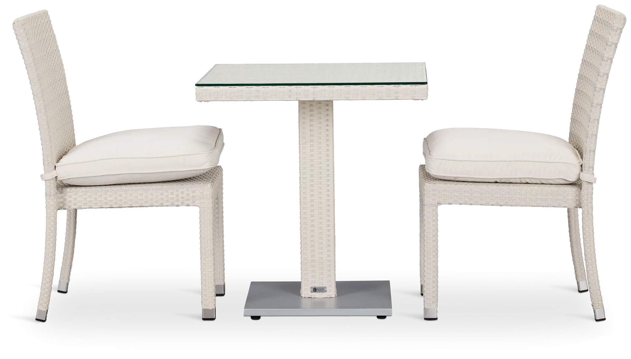 Bahia White 27" Square Table & 2 Chairs