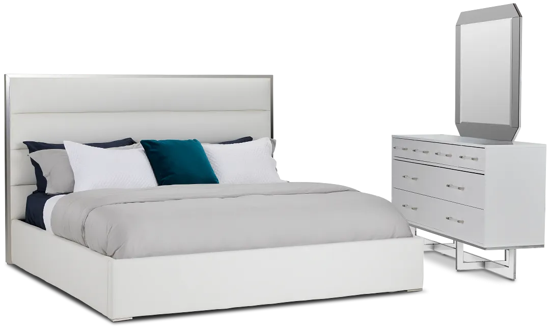 Cortina White Uph Platform Bedroom