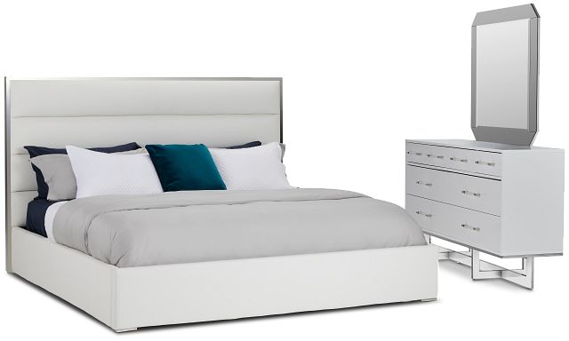 Cortina White Uph Platform Bedroom