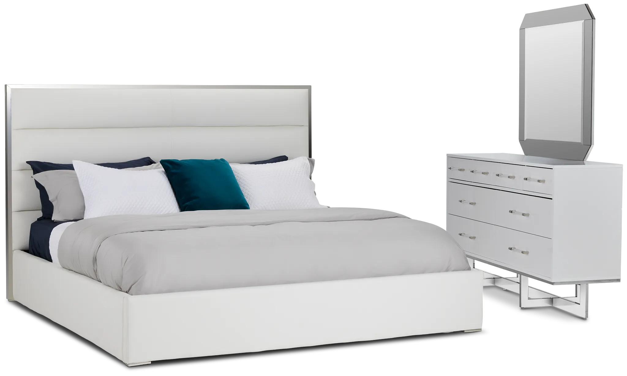 Cortina White Uph Platform Bedroom