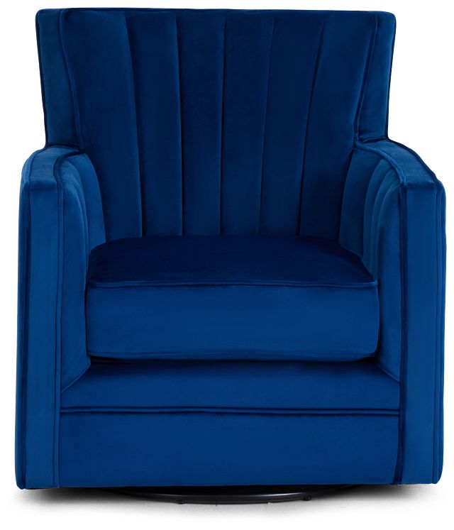 Loden Blue Velvet Swivel Accent Chair (2)