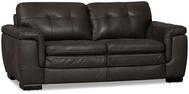 Braden Dark Gray Leather Loveseat