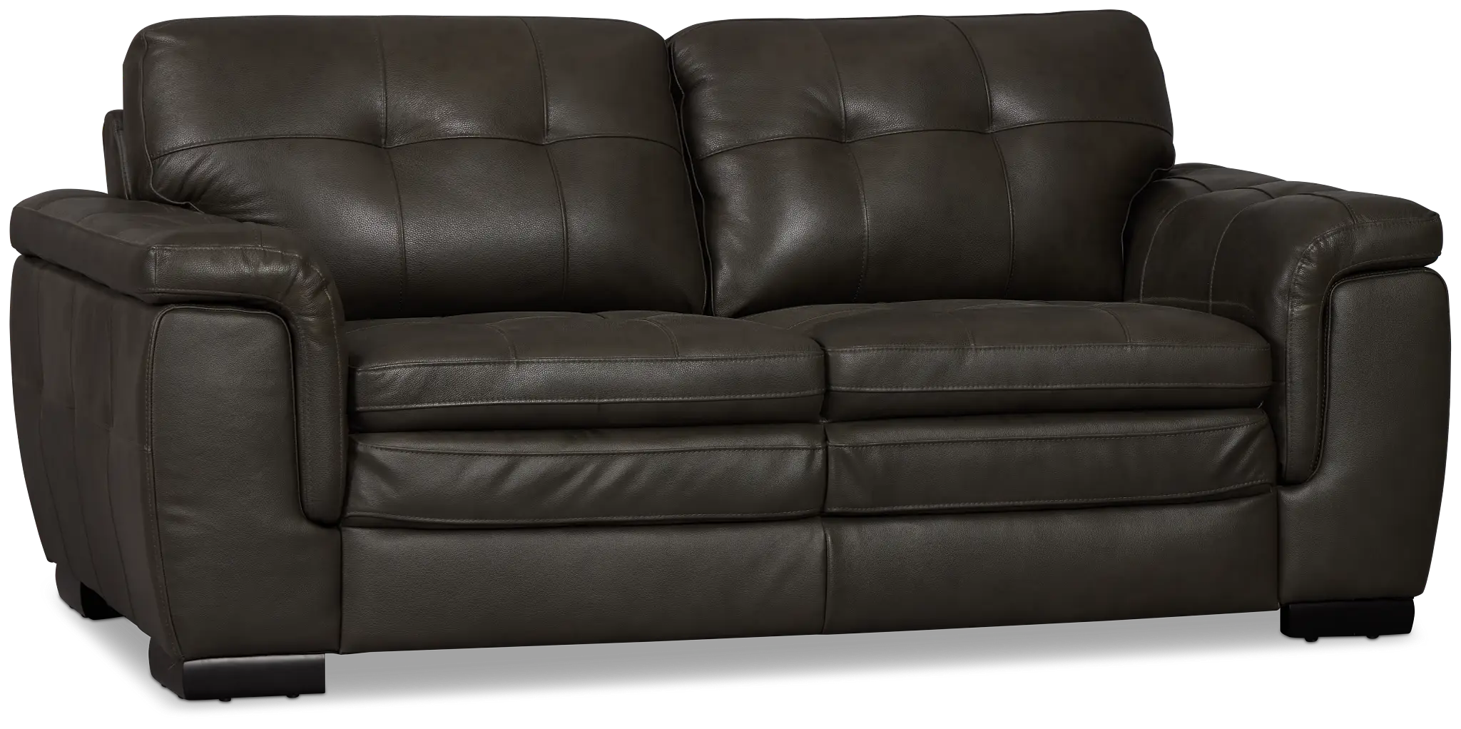 Braden Dark Gray Leather Loveseat Braden Dark Gray Leather Loveseat