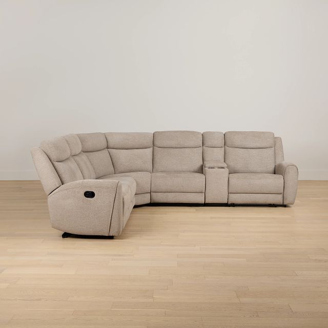 Walker Beige Fabric Medium Dual Manual 2-arm Sectional