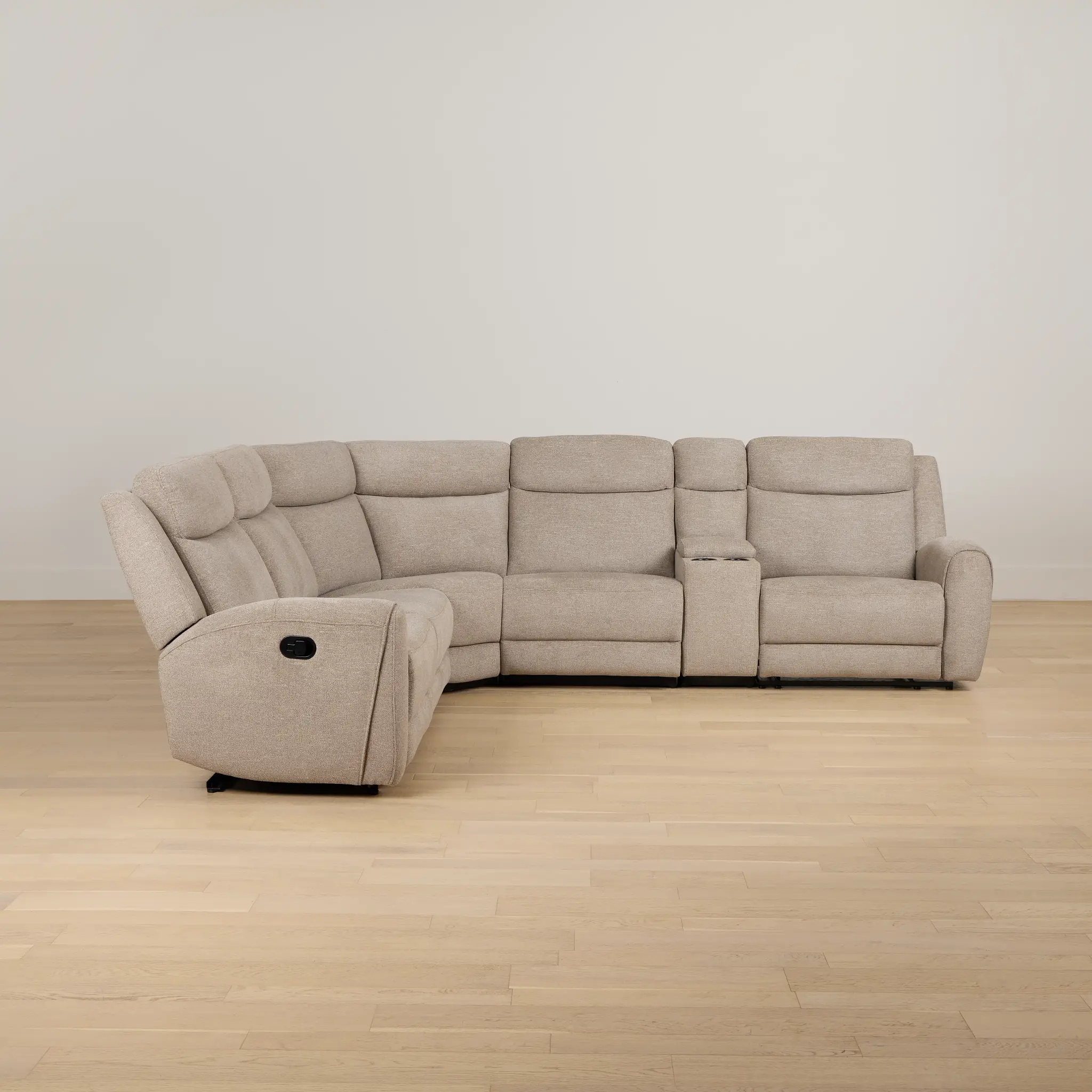 Walker Beige Fabric Medium Dual Manual 2-arm Sectional Walker Beige Fabric Medium Dual Manual 2-arm Sectional