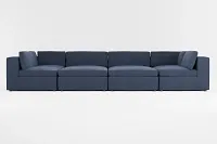 Destin Peyton Dark Blue Fabric 8-piece Pit Sectional