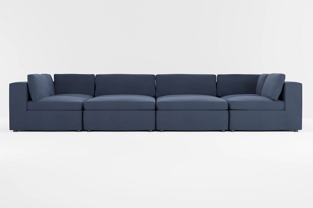 Destin Peyton Dark Blue Fabric 8-piece Pit Sectional