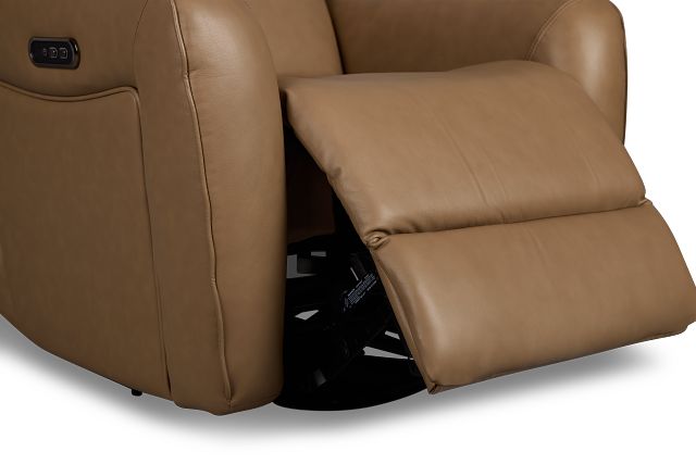 Julian Brown Lthr/vinyl Power Swivel Glider Recliner