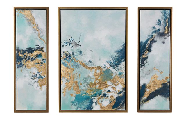 Zola Blue Set Of 3 Framed Wall Art