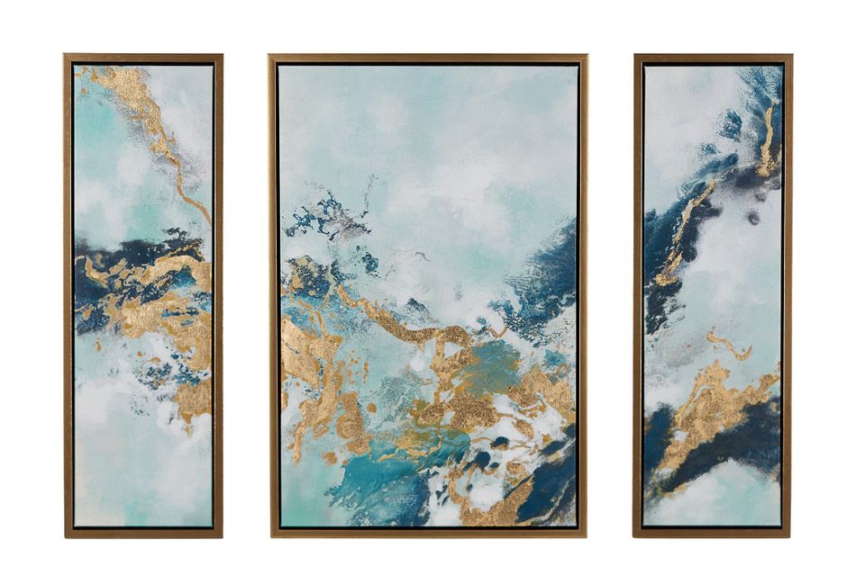 Zola Blue Set Of 3 Framed Wall Art Home Accents Decor