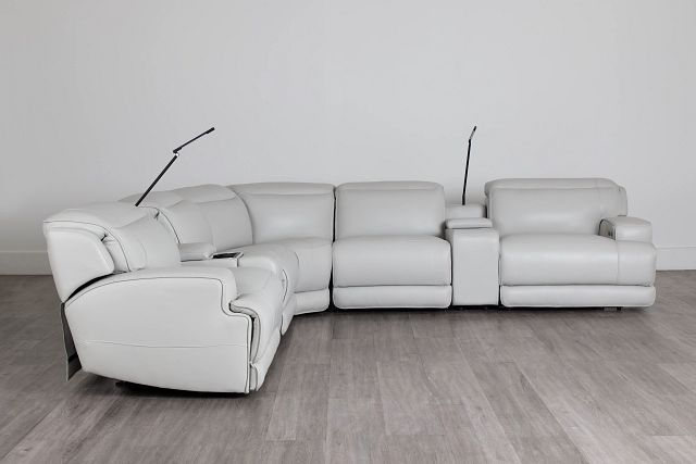 Reign Gray Lthr/vinyl Large Dual Power Reclining Two-arm Sectional