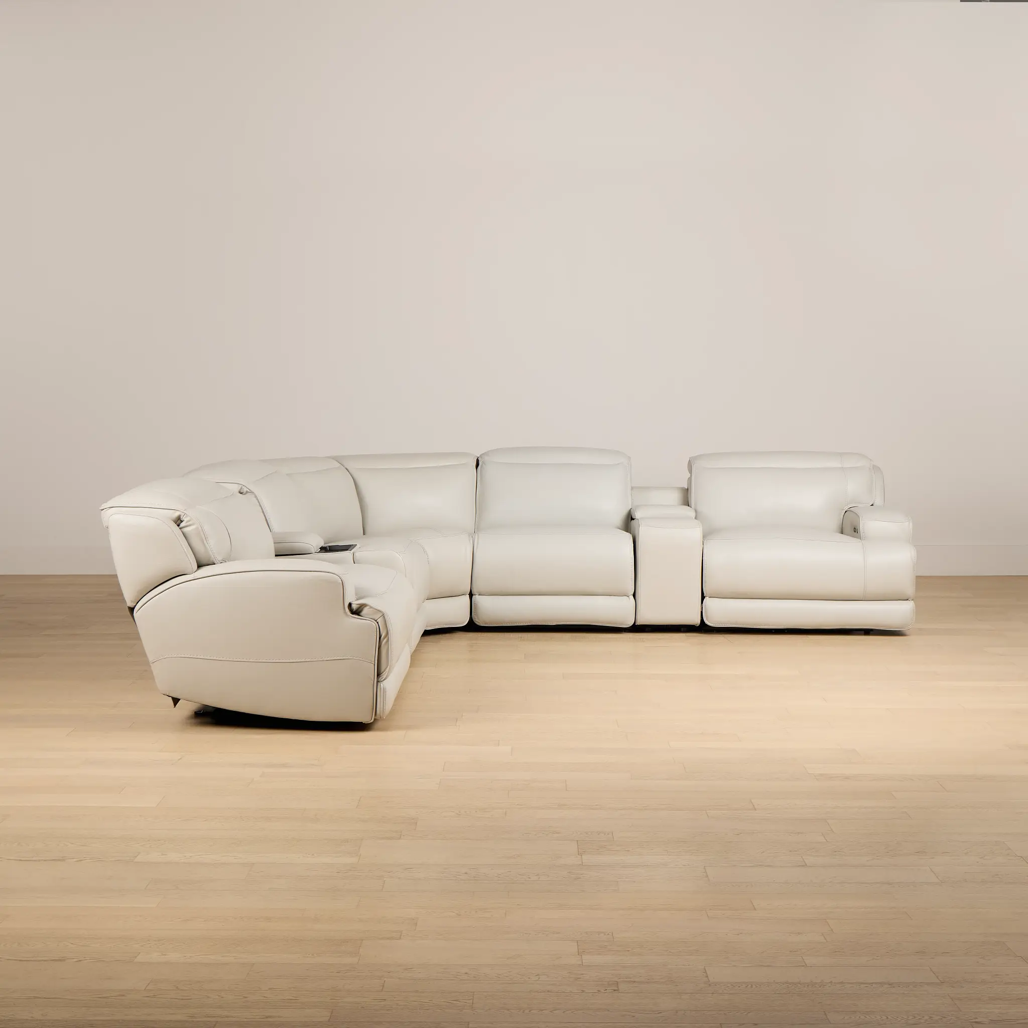 Reign Gray Leather/Vinyl Large Dual Power Reclining Two-arm Sectional Reign Gray Leather/Vinyl Large Dual Power Reclining Two-arm Sectional