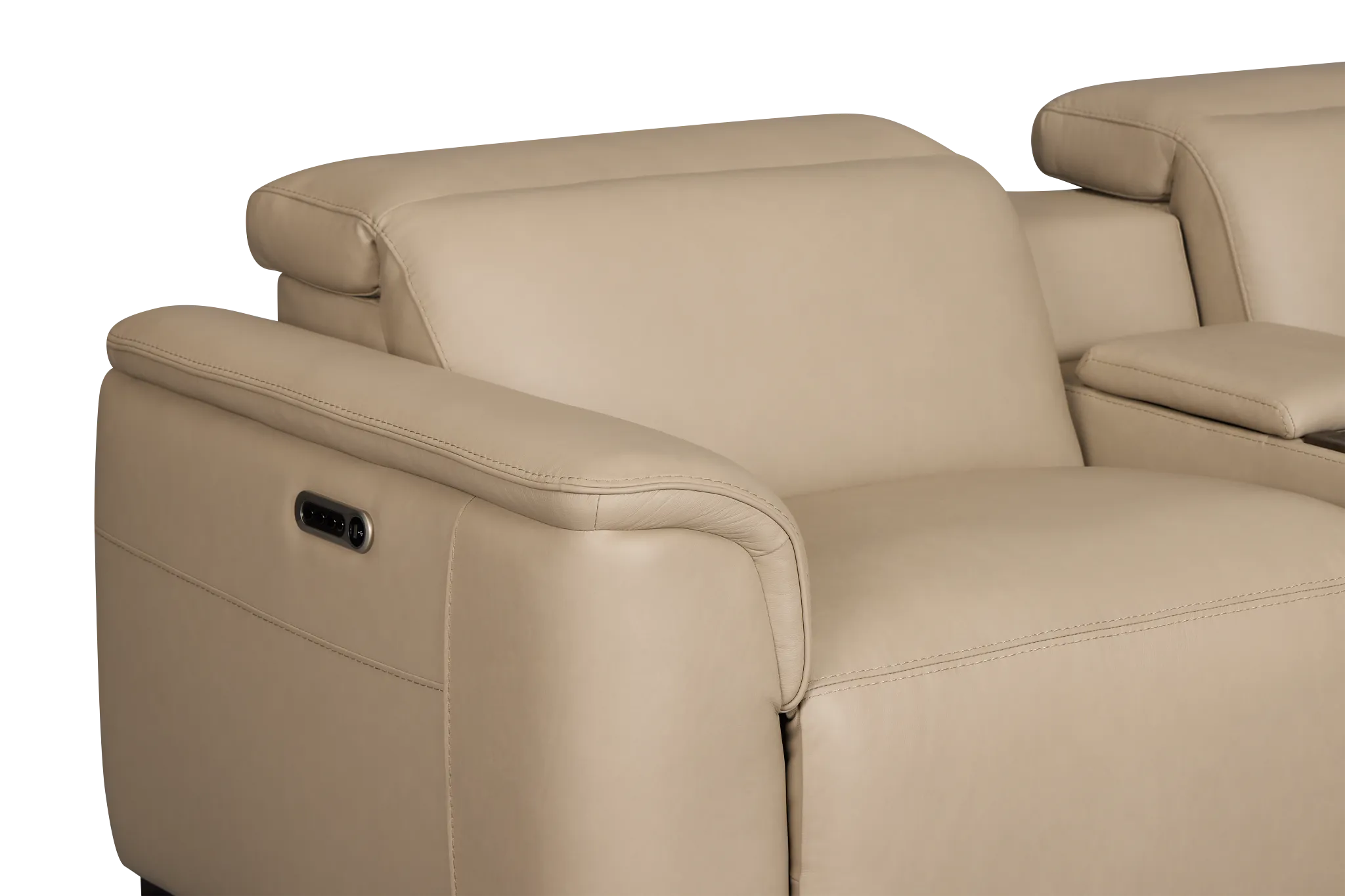 Flexsteel Brodie Taupe Lthr/vinyl Large Triple Power Reclining Two-arm Sectional