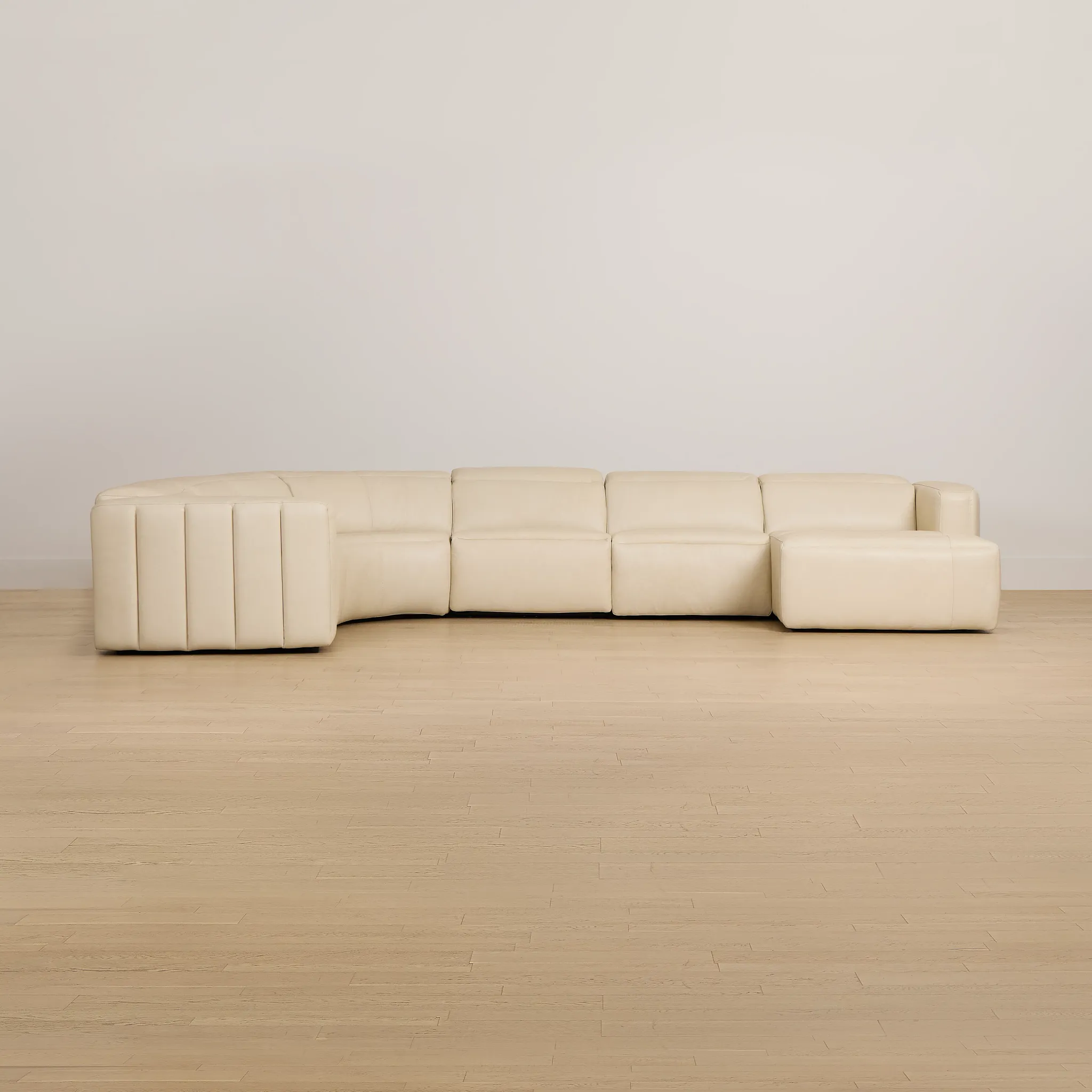 Jace Ivory Lthr/vinyl Small Dual Power Right Chaise Sectional