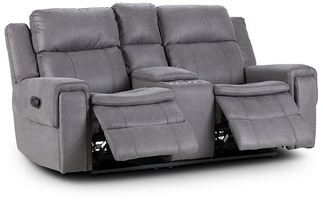 Scout Gray Micro Reclining Console Loveseat (3)