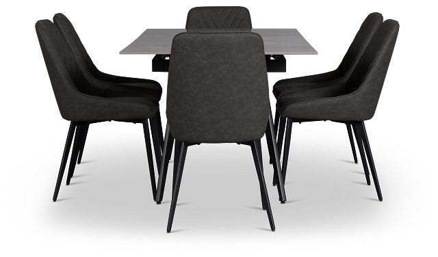 Maricopa Gray Extension Table With 6 Upholstered Side Chairs
