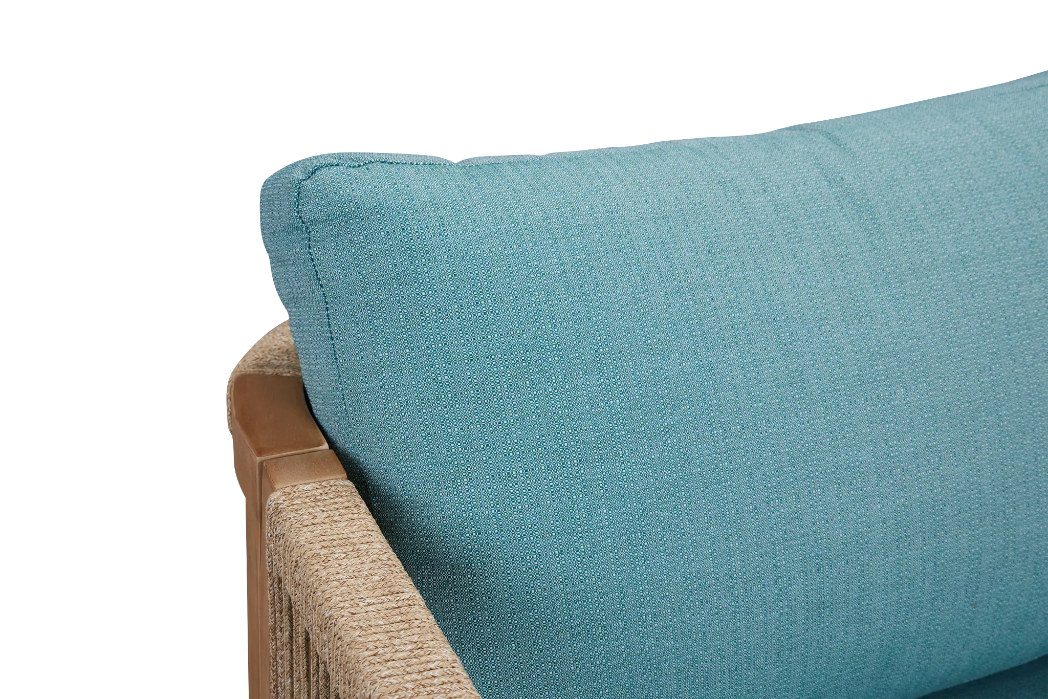 Laguna Light Tone Loveseat With Teal Cushions