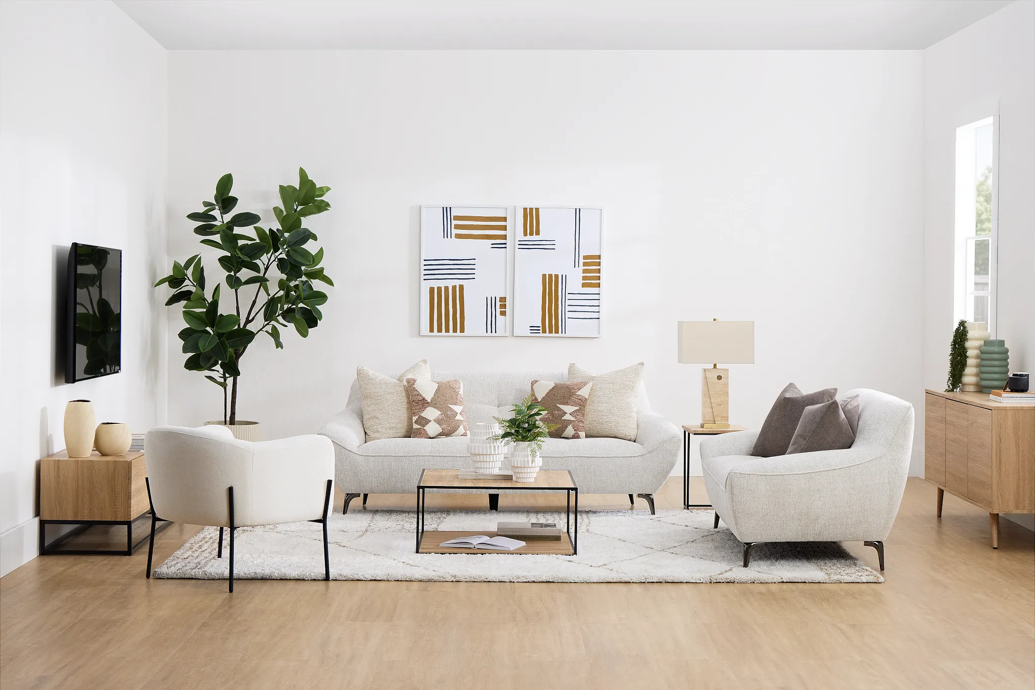 Zoey Light Beige Fabric Sofa