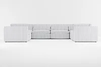 Destin Sea Lane Dark Blue Fabric 8-piece Modular Sectional