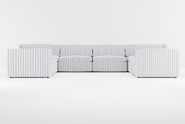 Destin Sea Lane Dark Blue Fabric 8-piece Modular Sectional
