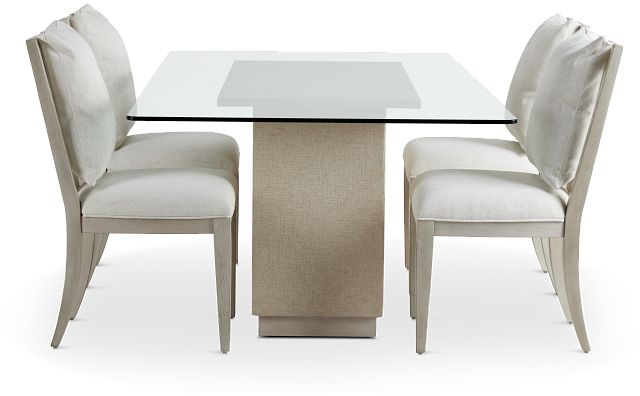 Marseilles Glass Rectangular Table & 4 Upholstered Chairs