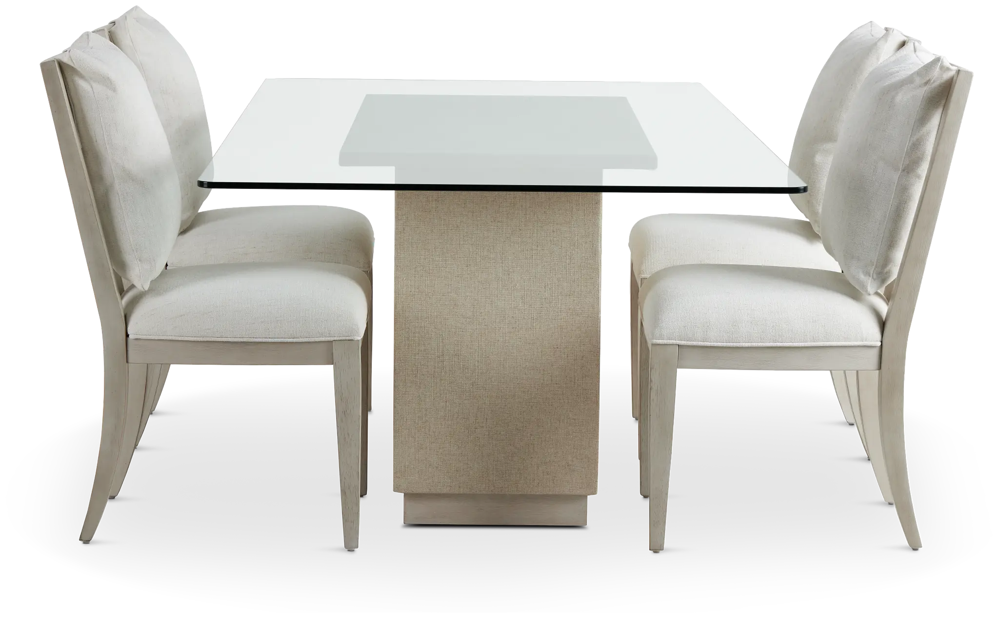 Marseilles Glass Rectangular Table & 4 Upholstered Chairs Marseilles Glass Rectangular Table & 4 Upholstered Chairs