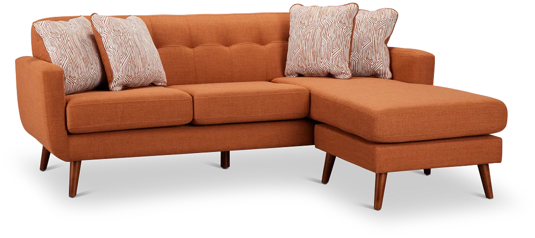 Raya Orange Fabric Chaise Sectional