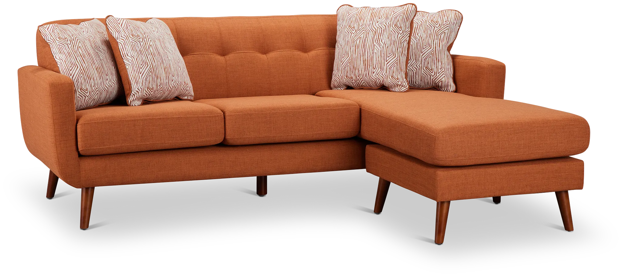 Raya Orange Fabric Chaise Sectional