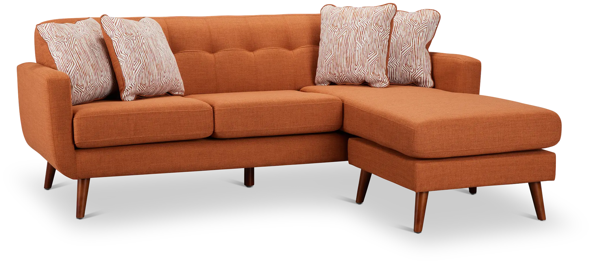 Raya Orange Fabric Chaise Sectional Raya Orange Fabric Chaise Sectional