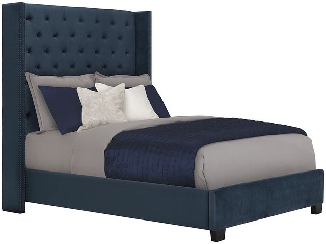 Sloane Dark Blue Uph Shelter Bed