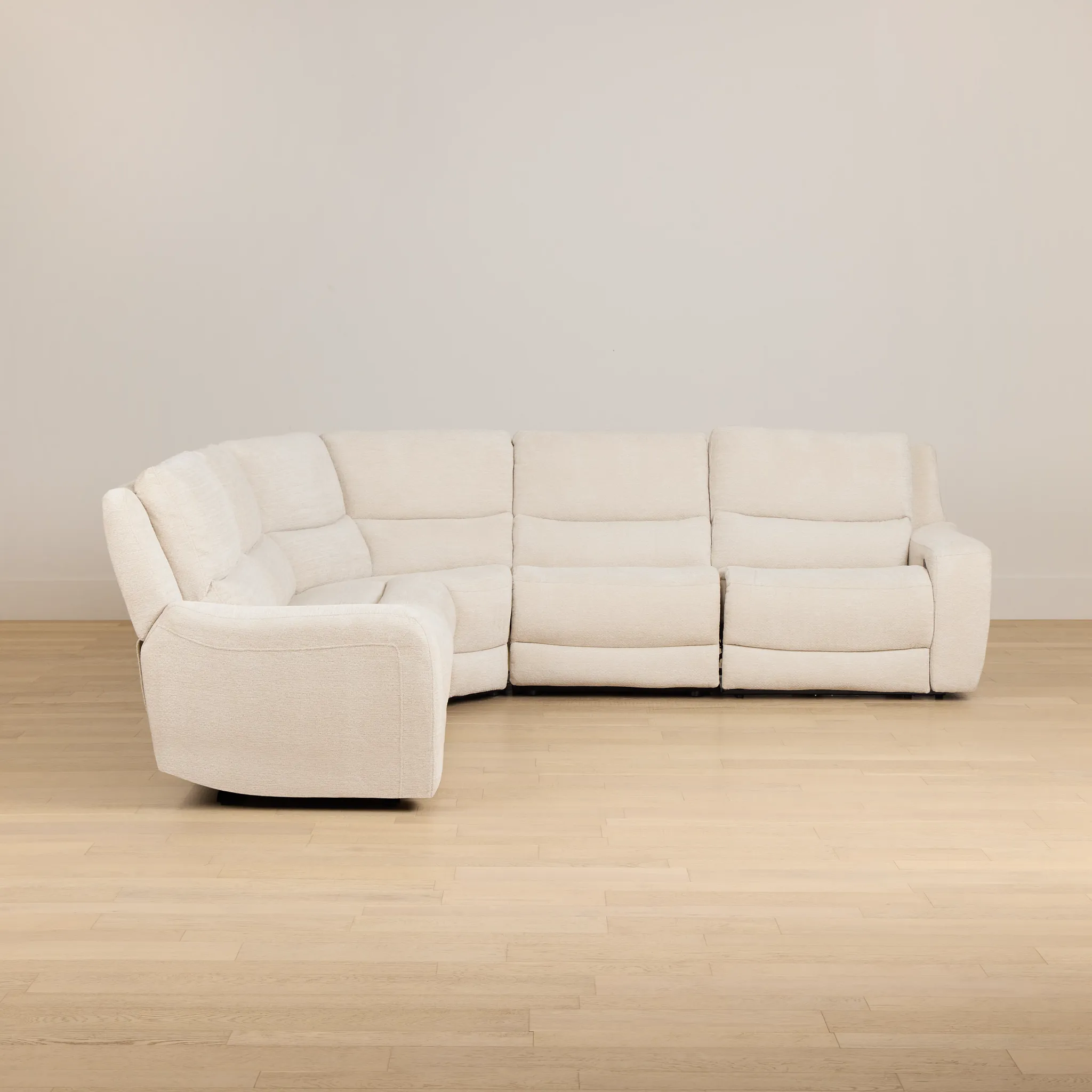 Bennett Light Beige Fabric Small Two-arm Power Reclining Sectional