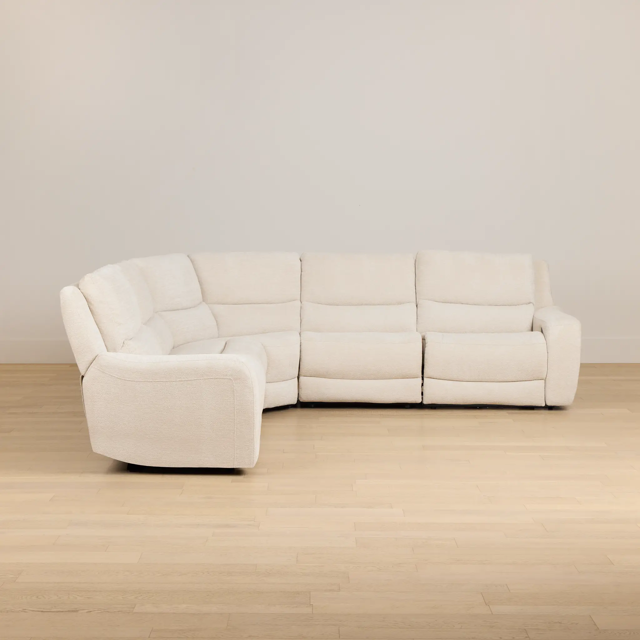 Bennett Light Beige Fabric Small Two-arm Power Reclining Sectional Bennett Light Beige Fabric Small Two-arm Power Reclining Sectional