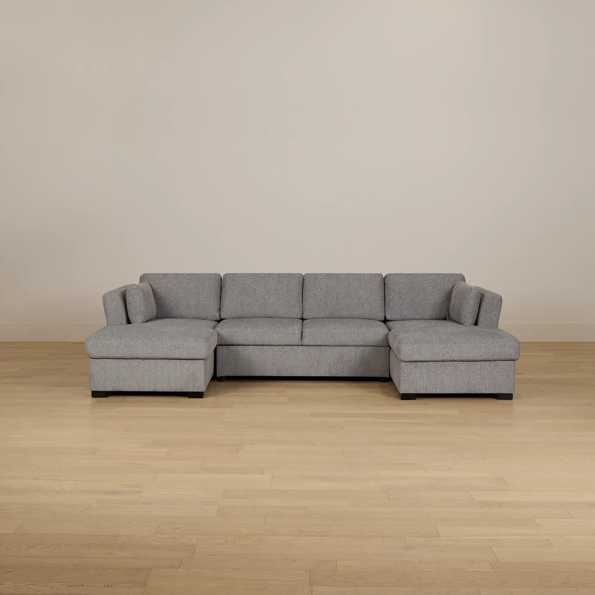 Amber Dark Gray Fabric Double Chaise Sleeper Storage Sectional