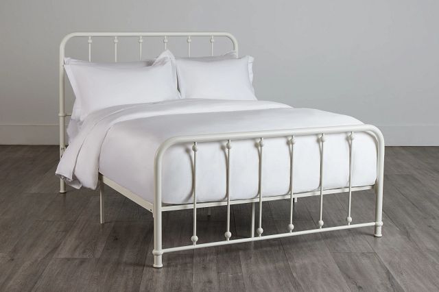 Rory White Metal Panel Bed