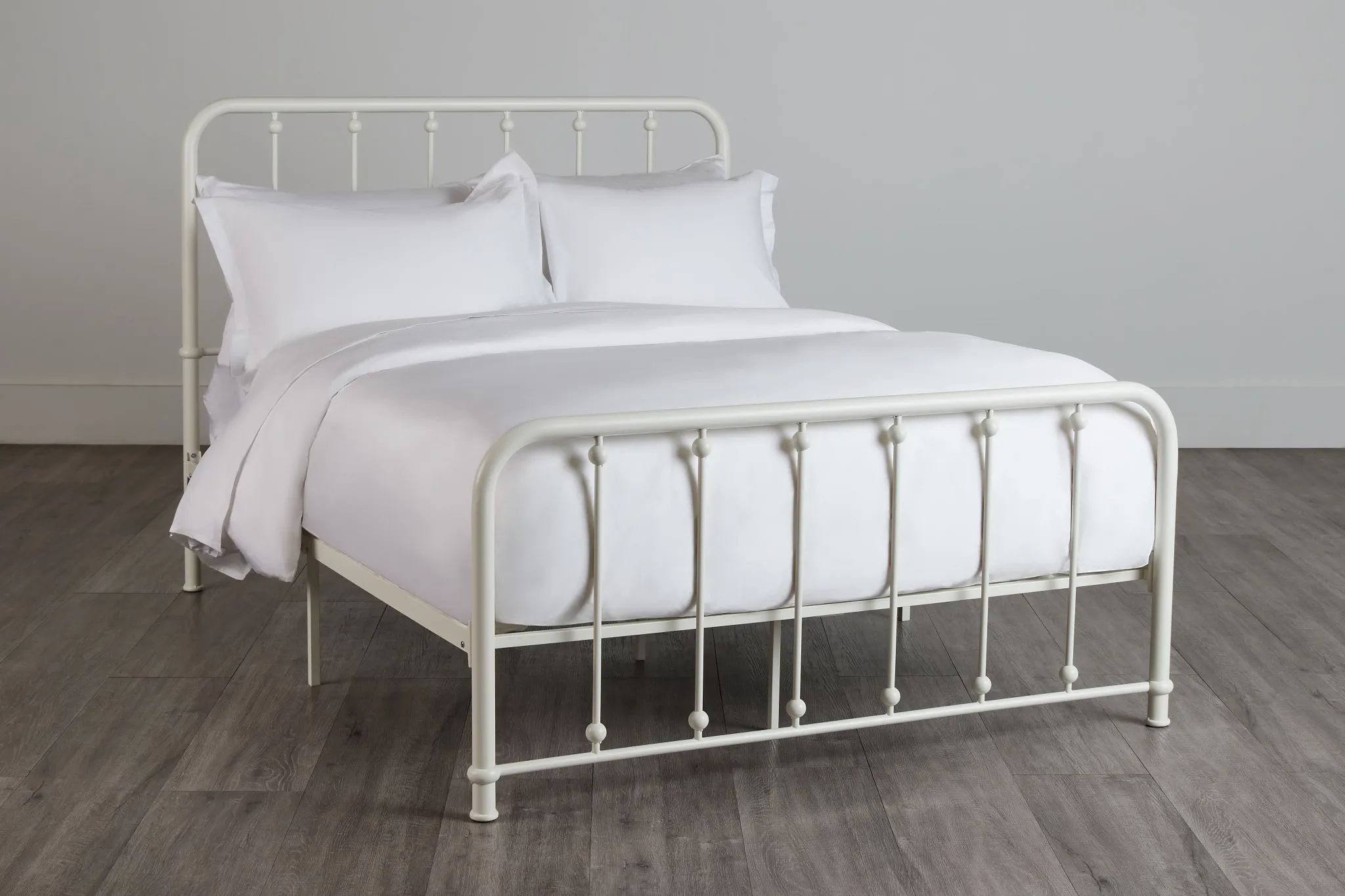 Rory White Metal Panel Bed